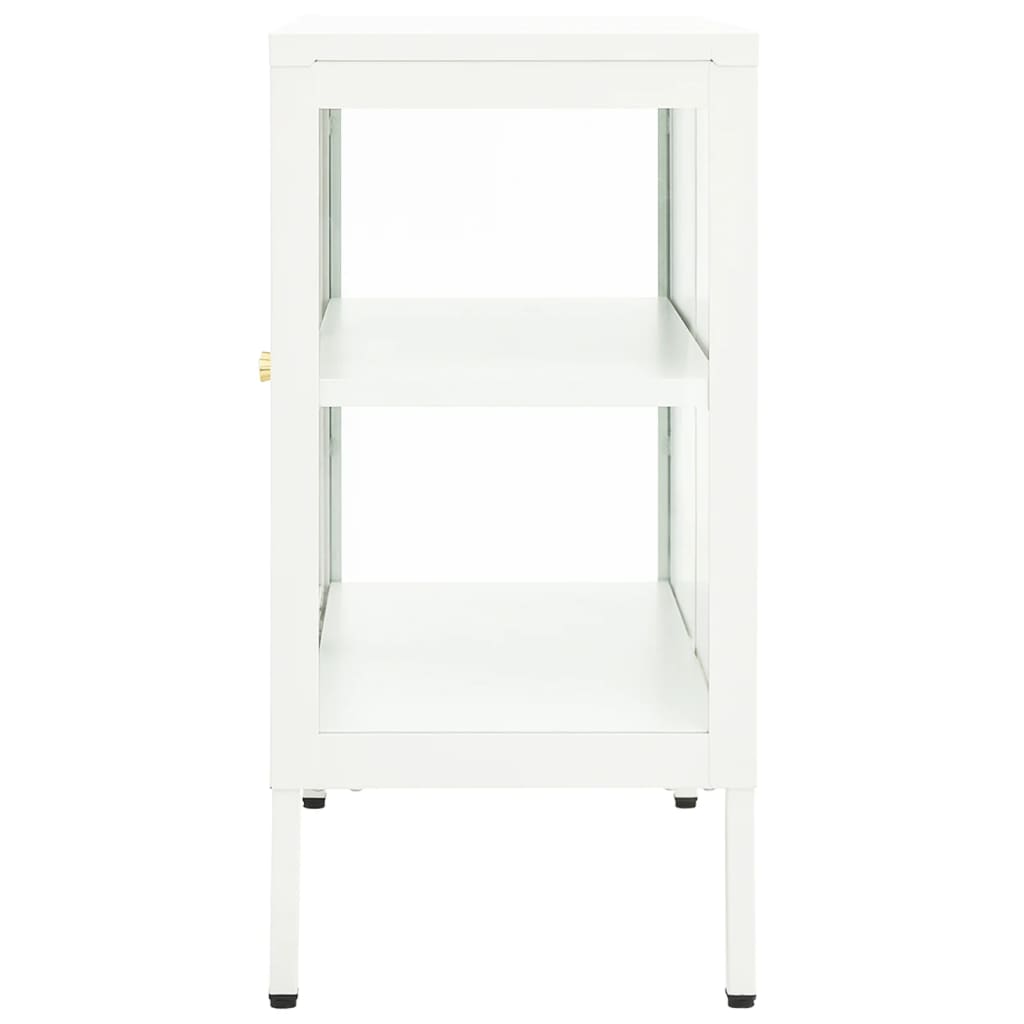 vidaXL Aparador 70x35x70 cm vidro e aço branco