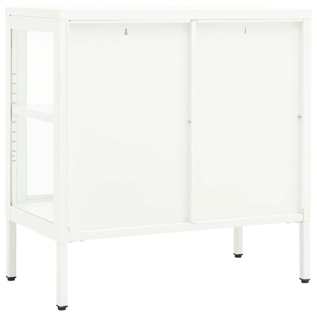 vidaXL Aparador 70x35x70 cm vidro e aço branco