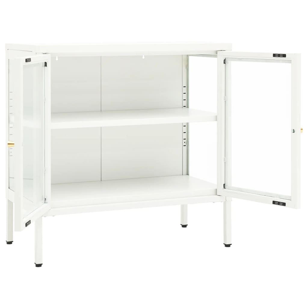 vidaXL Aparador 70x35x70 cm vidro e aço branco