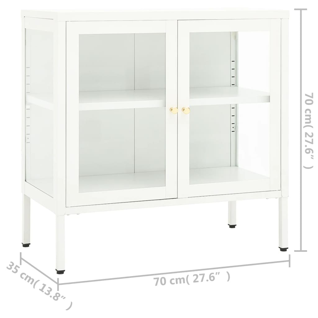 vidaXL Aparador 70x35x70 cm vidro e aço branco