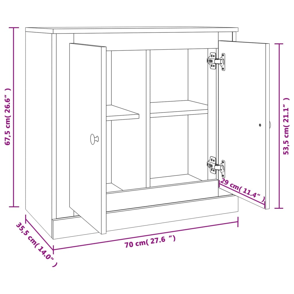 vidaXL Aparador 70x35,5x67,5 cm derivados de madeira branco