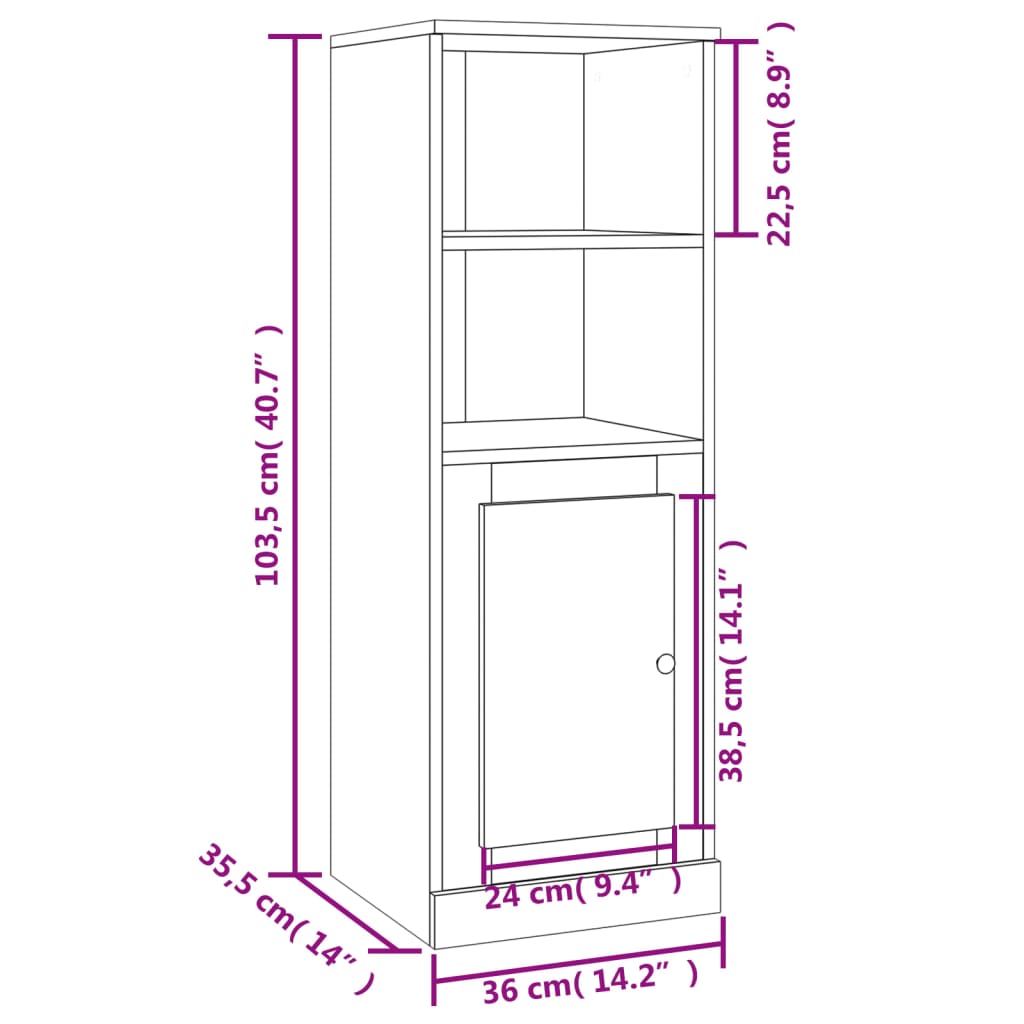 vidaXL Aparador alto 36x35,5x103,5 cm derivados madeira cinza sonoma