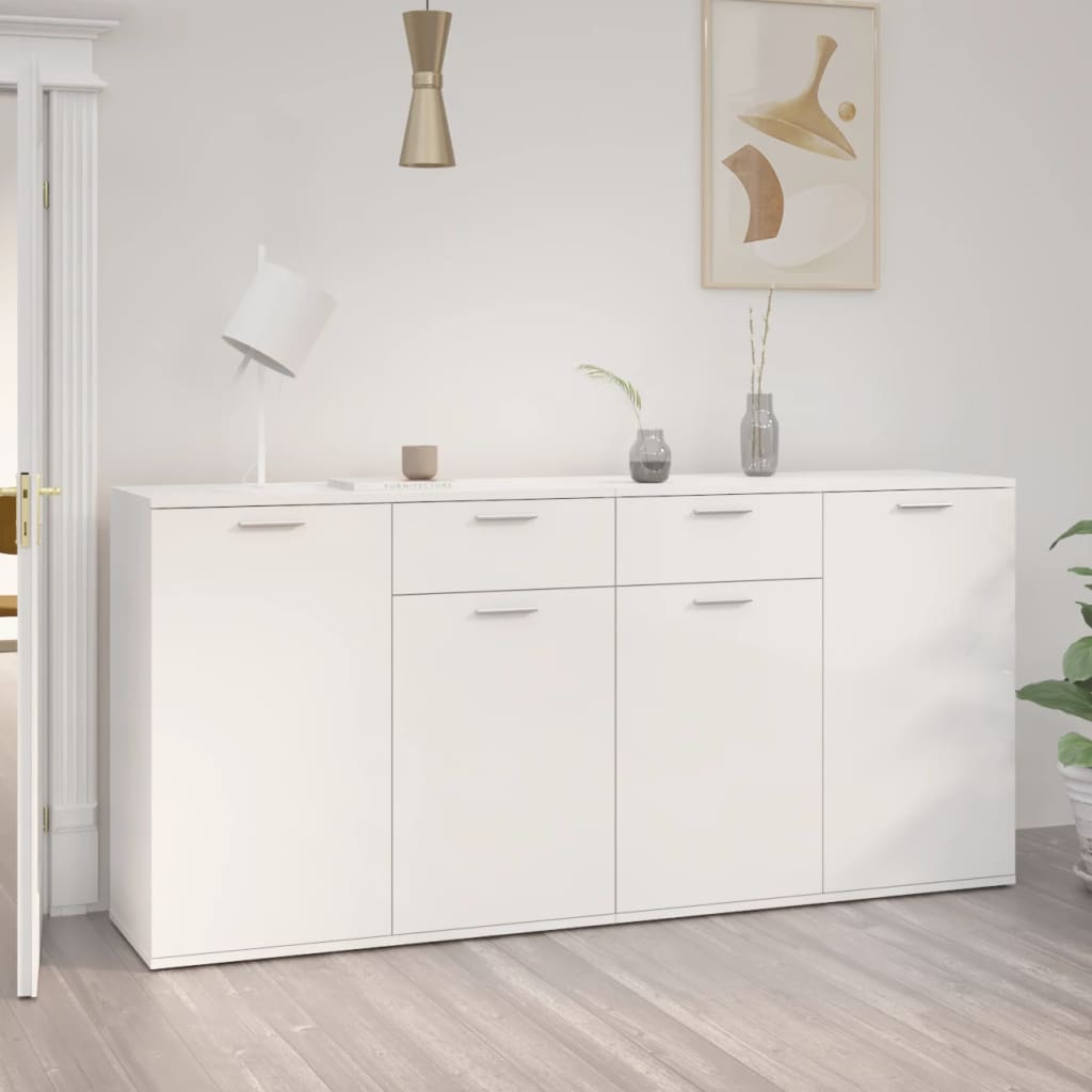 vidaXL Aparador 160x36x75 cm contraplacado branco brilhante