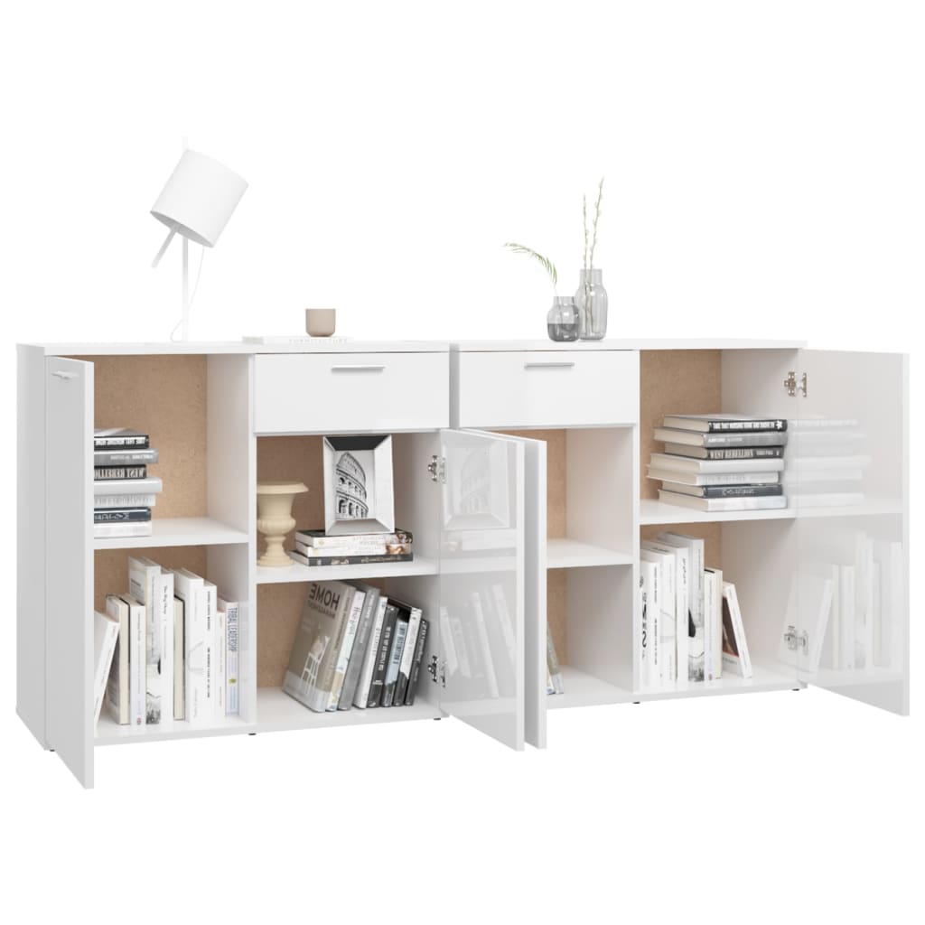 vidaXL Aparador 160x36x75 cm contraplacado branco brilhante