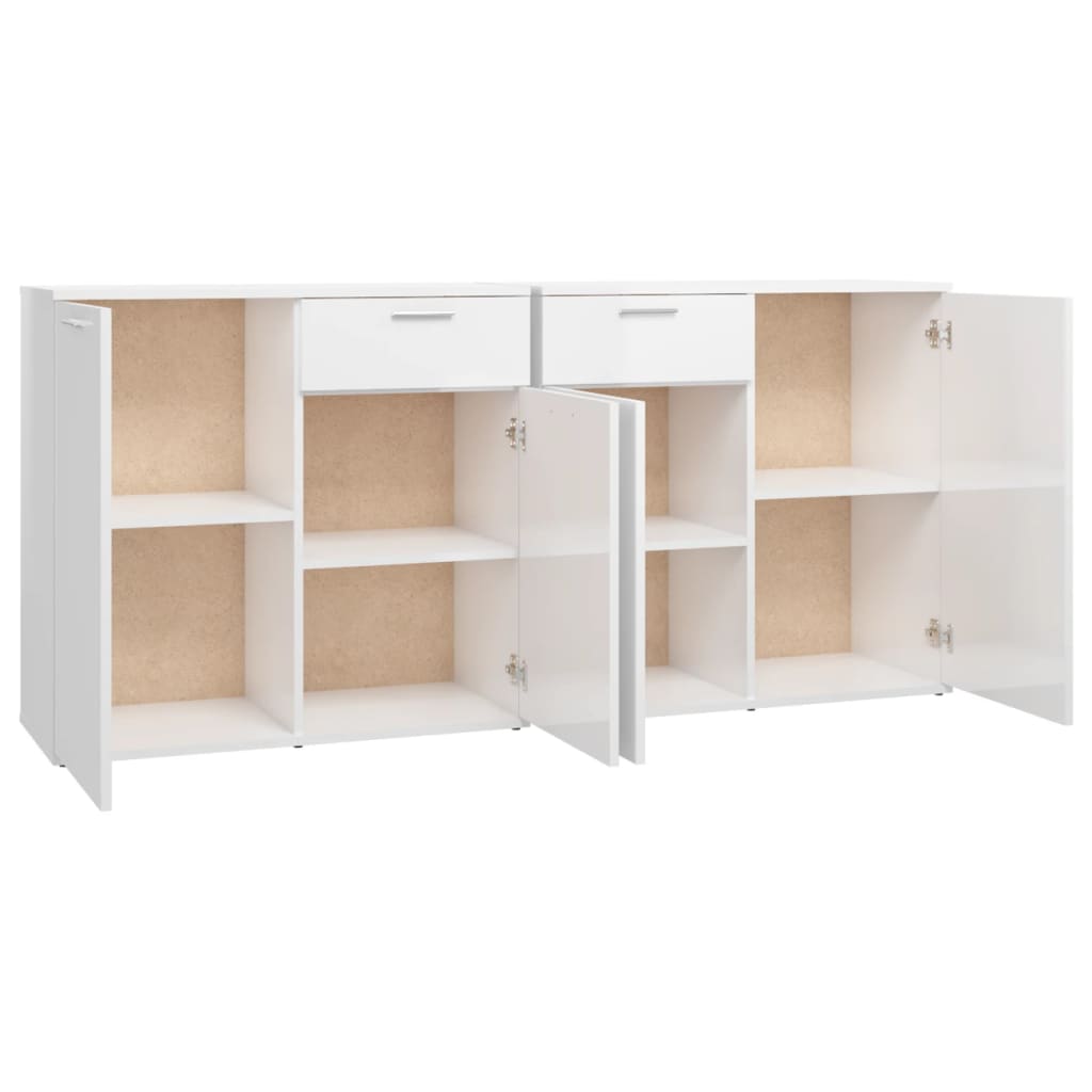 vidaXL Aparador 160x36x75 cm contraplacado branco brilhante