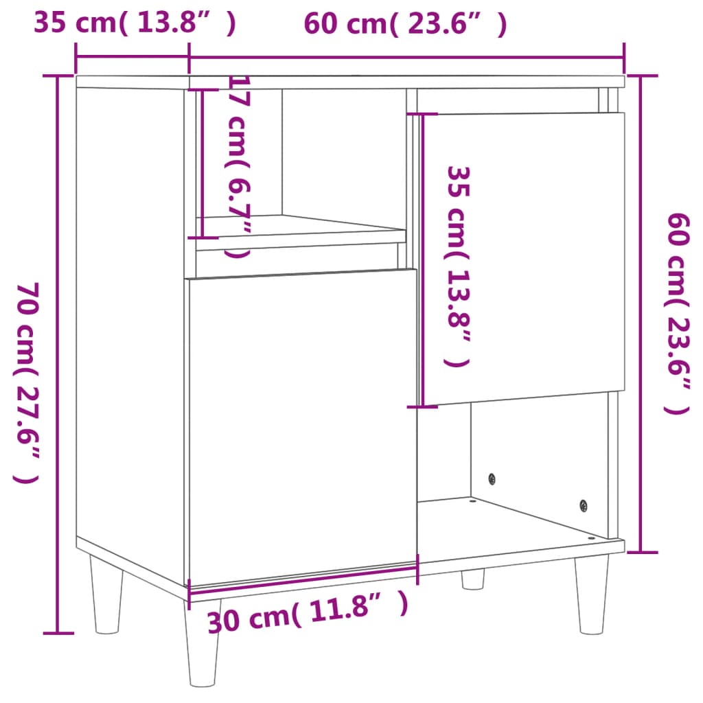 vidaXL Aparadores 2 pcs 60x35x70 cm derivados de madeira preto