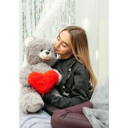 GO GIFT|Urso de Peluche GO GIFT FRANK 50 GR Cinzento Felpa Coração 50 cm