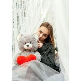 GO GIFT|Urso de Peluche GO GIFT FRANK 50 GR Cinzento Felpa Coração 50 cm