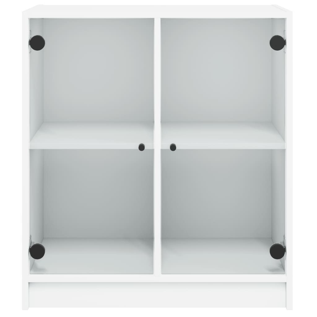 vidaXL Armário de apoio c/ portas de vidro 68x37x75,5 cm branco