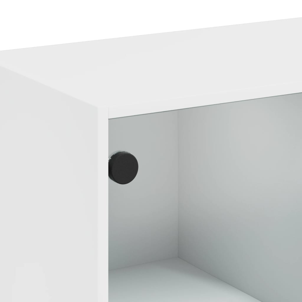 vidaXL Armário de apoio c/ portas de vidro 68x37x75,5 cm branco