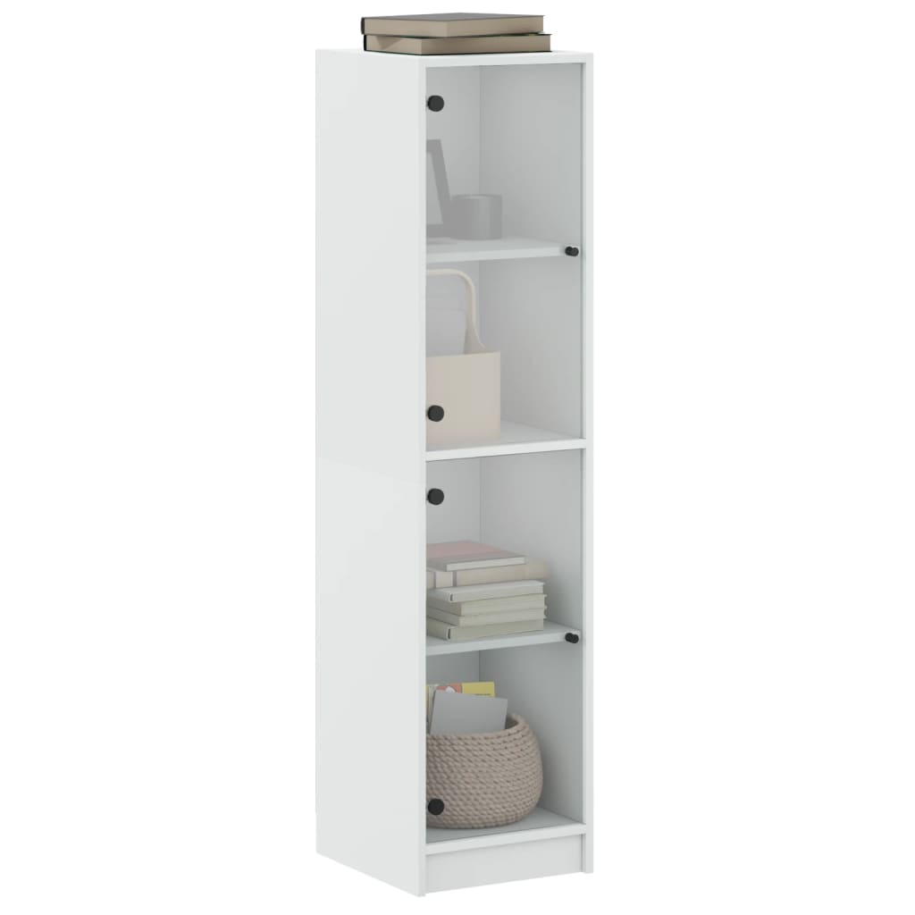 vidaXL Aparador alto c/ portas de vidro 35x37x142 cm branco