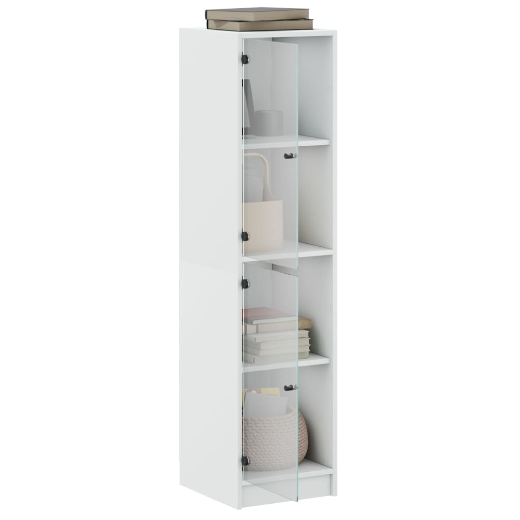 vidaXL Aparador alto c/ portas de vidro 35x37x142 cm branco