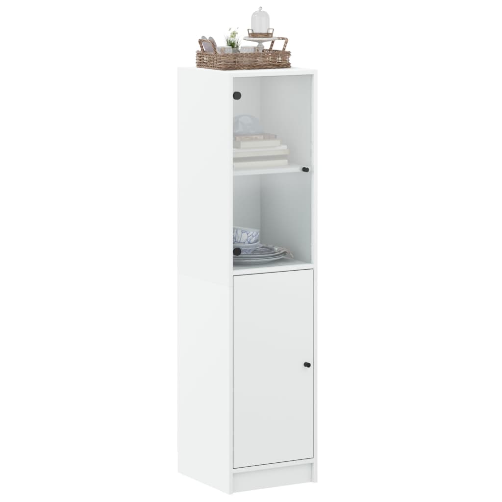 vidaXL Aparador alto c/ porta de vidro 35x37x142 cm branco