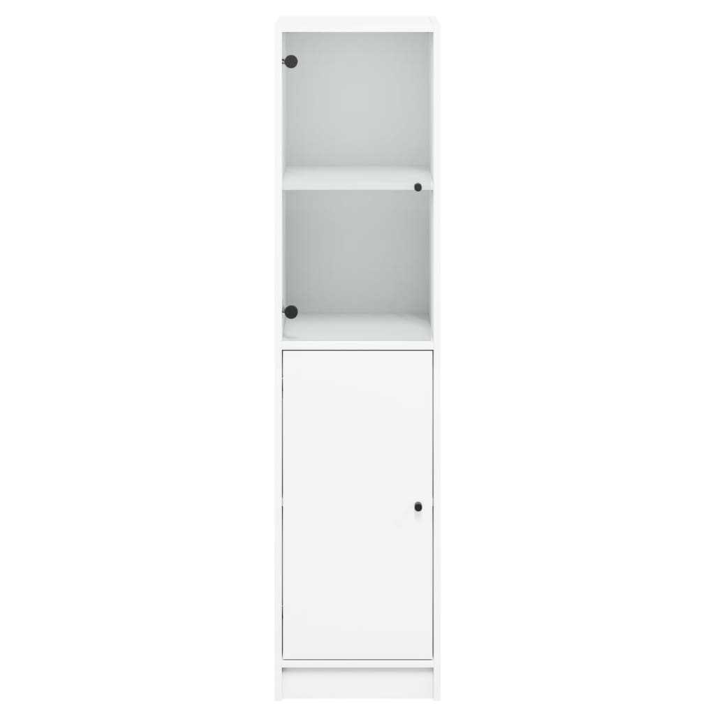 vidaXL Aparador alto c/ porta de vidro 35x37x142 cm branco