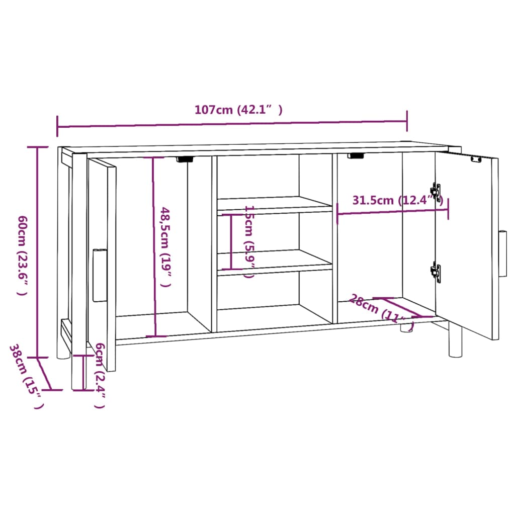 vidaXL Aparador 107x38x60 cm derivados de madeira branco