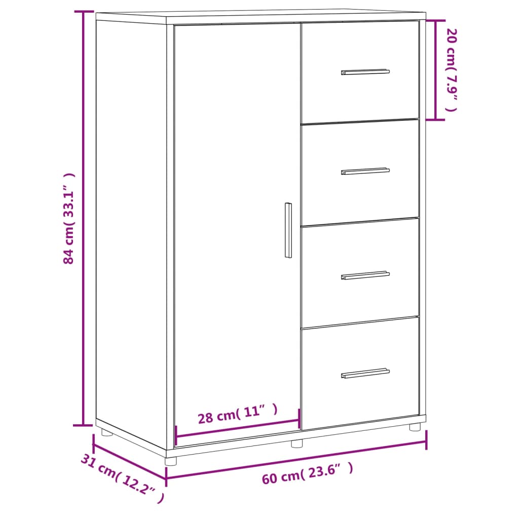 vidaXL Aparador 60x31x84 cm derivados de madeira branco