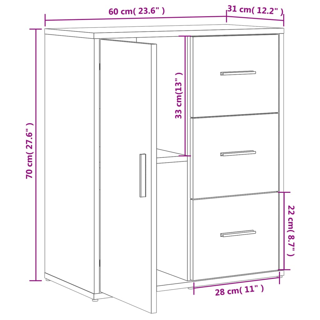 vidaXL Aparadores 2 pcs 60x31x70cm derivados madeira carvalho castanho