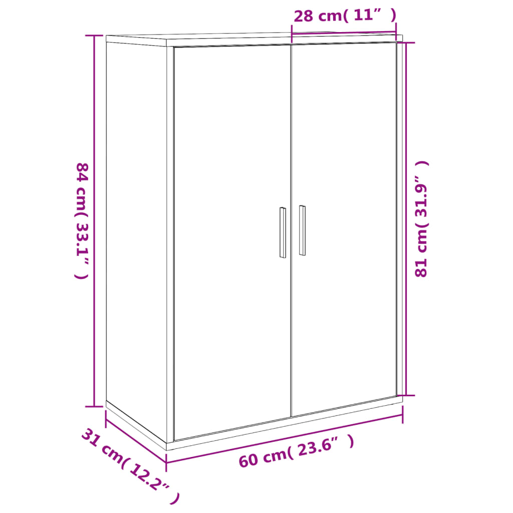 vidaXL Aparadores 2 pcs 60x31x84 cm derivados de madeira branco