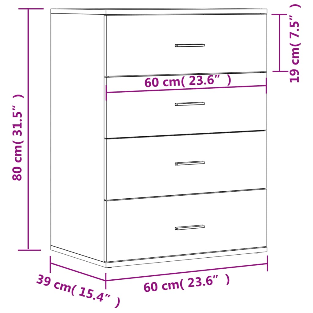 vidaXL Aparadores 2 pcs 60x39x80 cm derivados madeira cinzento sonoma