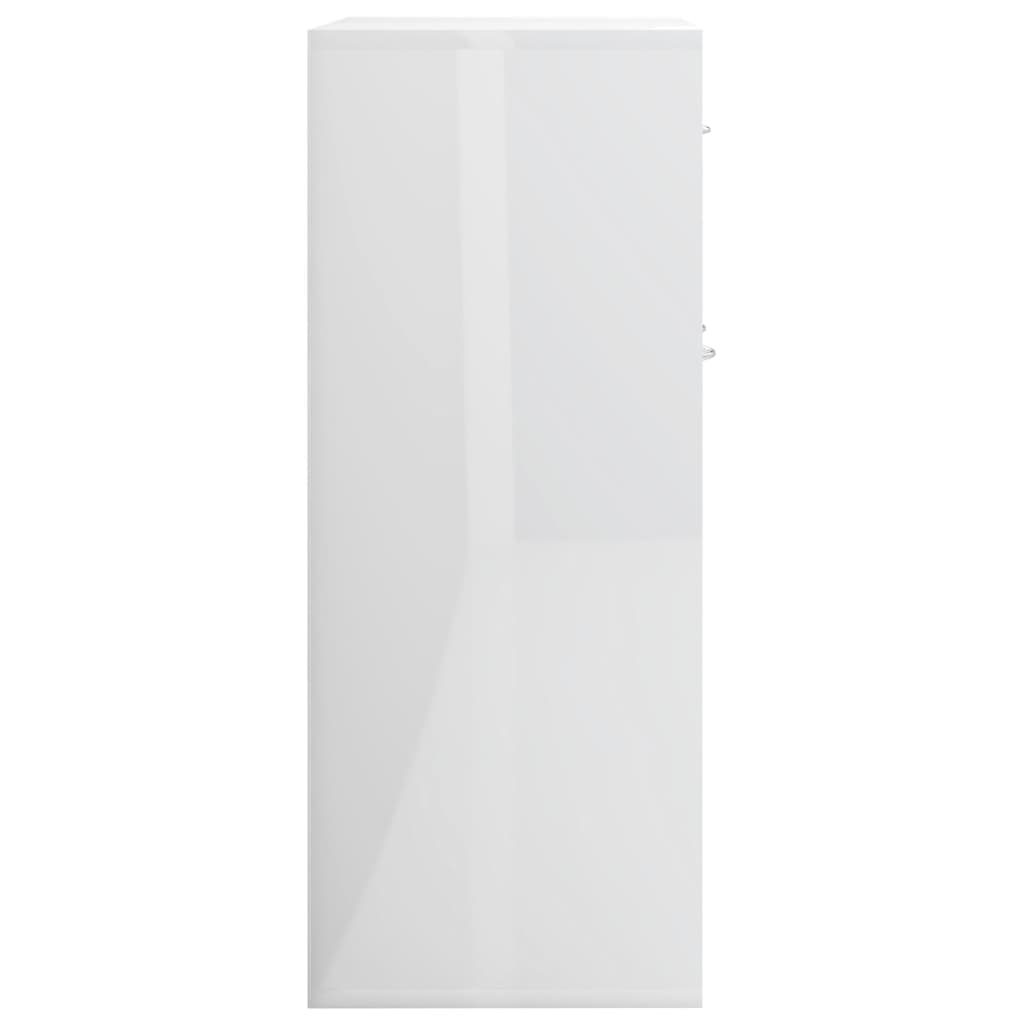 vidaXL Aparador 60x30x75 cm contraplacado branco brilhante