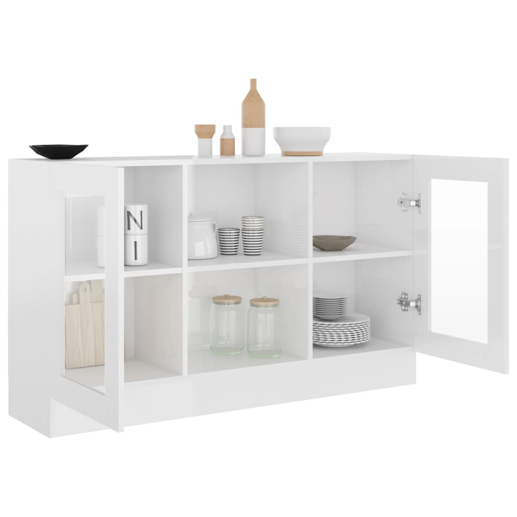 vidaXL Armário vitrine 120x30,5x70 cm contraplacado branco brilhante