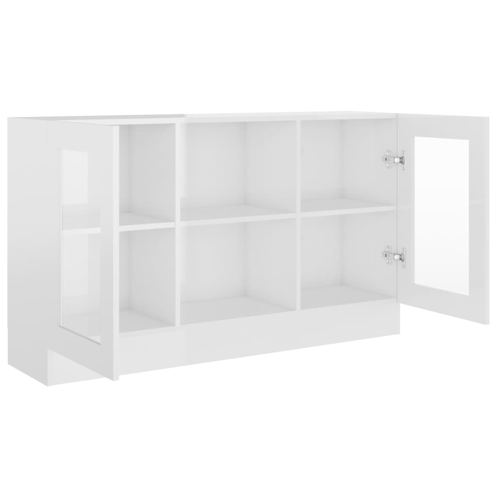 vidaXL Armário vitrine 120x30,5x70 cm contraplacado branco brilhante