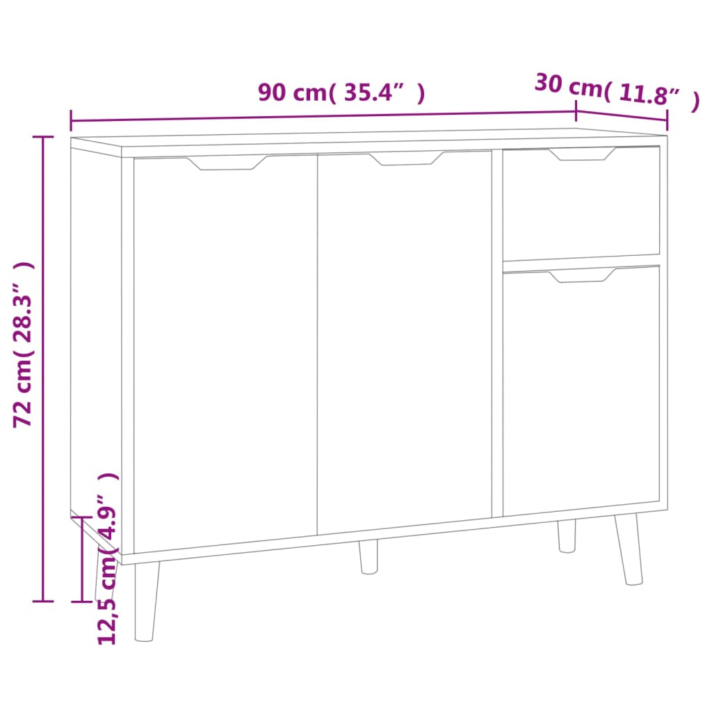 vidaXL Aparador 90x30x72 cm derivados de madeira preto