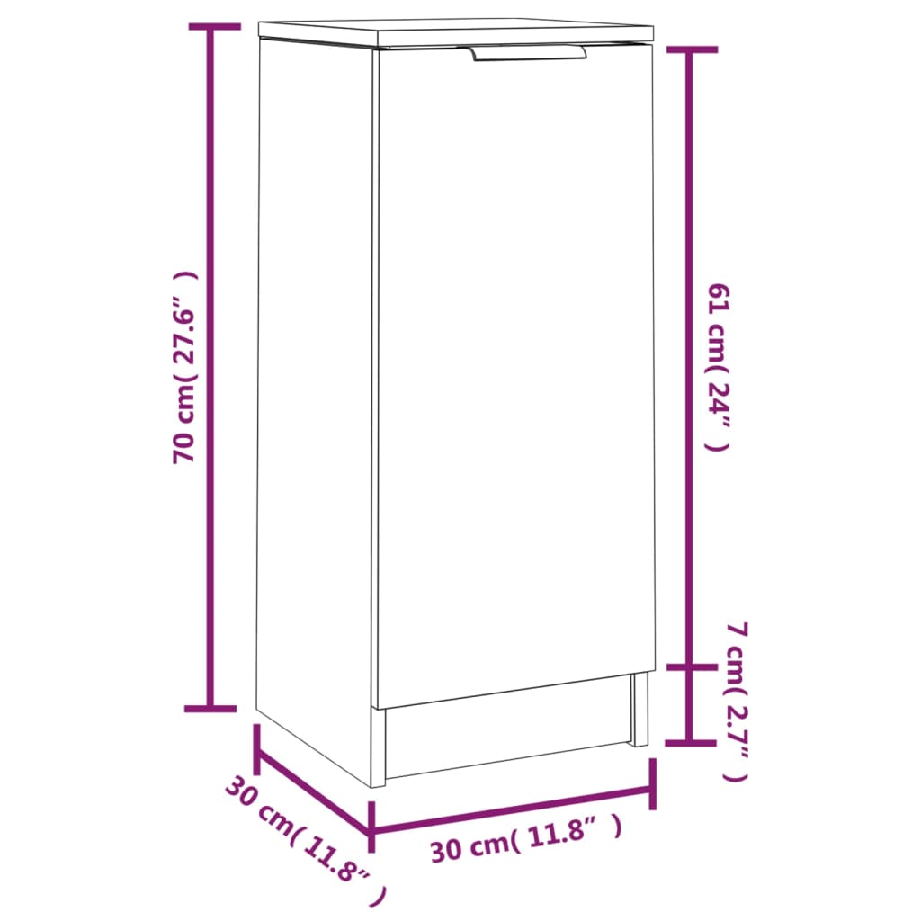 vidaXL Aparadores 2 pcs 30x30x70cm madeira processada branco brilhante