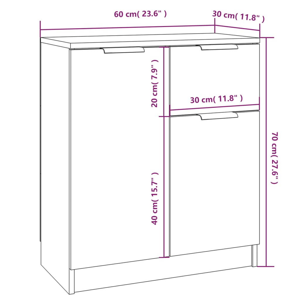 vidaXL Aparador 60x30x70 cm derivados de madeira branco