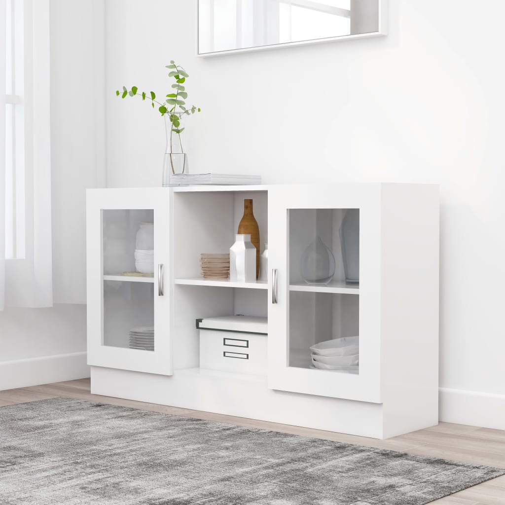 vidaXL Armário vitrine 120x30,5x70 cm contraplacado branco