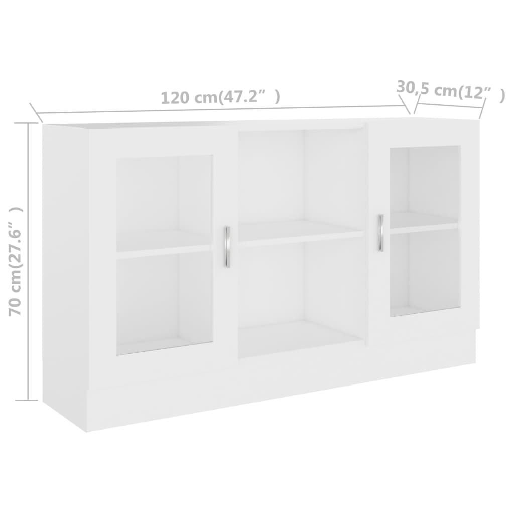 vidaXL Armário vitrine 120x30,5x70 cm contraplacado branco