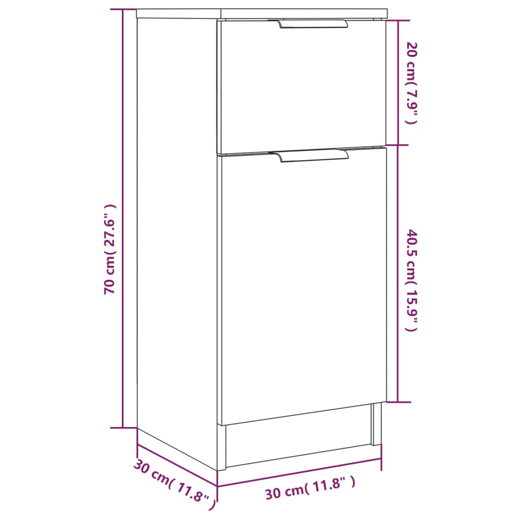 vidaXL Aparadores 2 pcs 30x30x70 cm madeira processada carvalho fumado