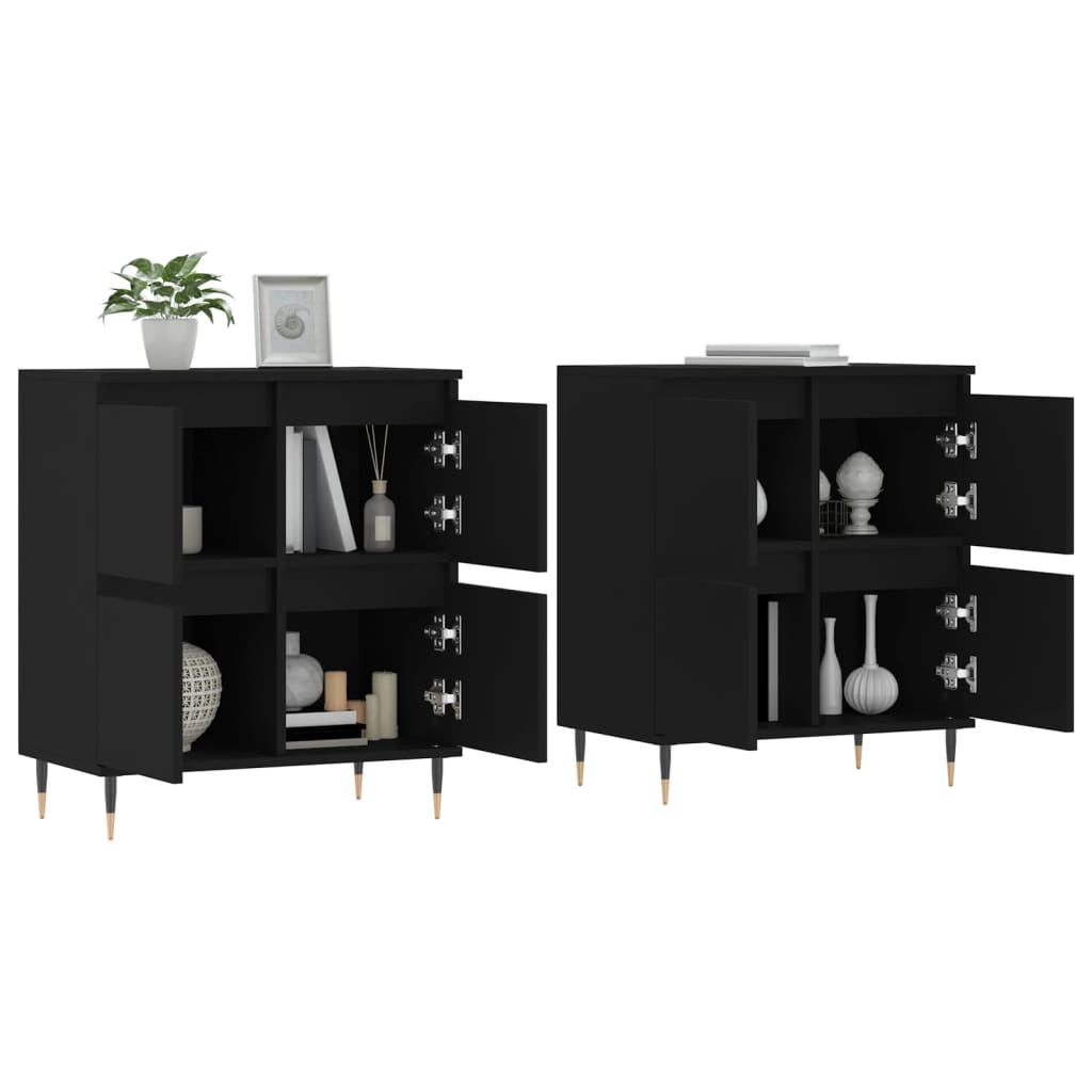 vidaXL Aparadores 2 pcs derivados de madeira preto