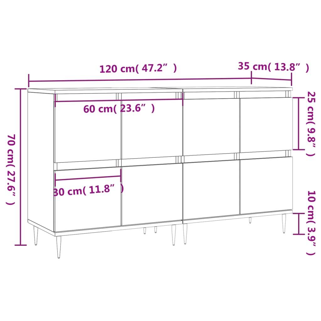 vidaXL Aparadores 2 pcs derivados de madeira preto