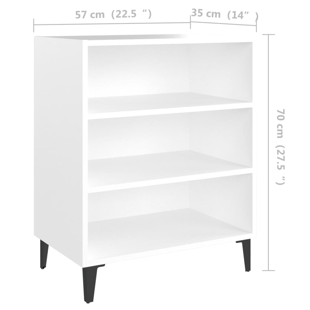 vidaXL Aparador 57x35x70 cm contraplacado branco