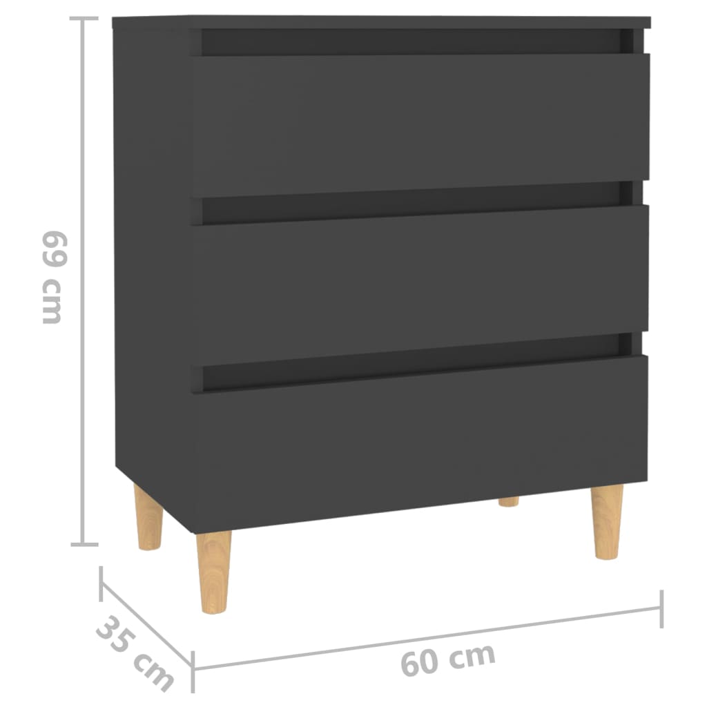 vidaXL Aparador 60x35x69 cm contraplacado cinzento