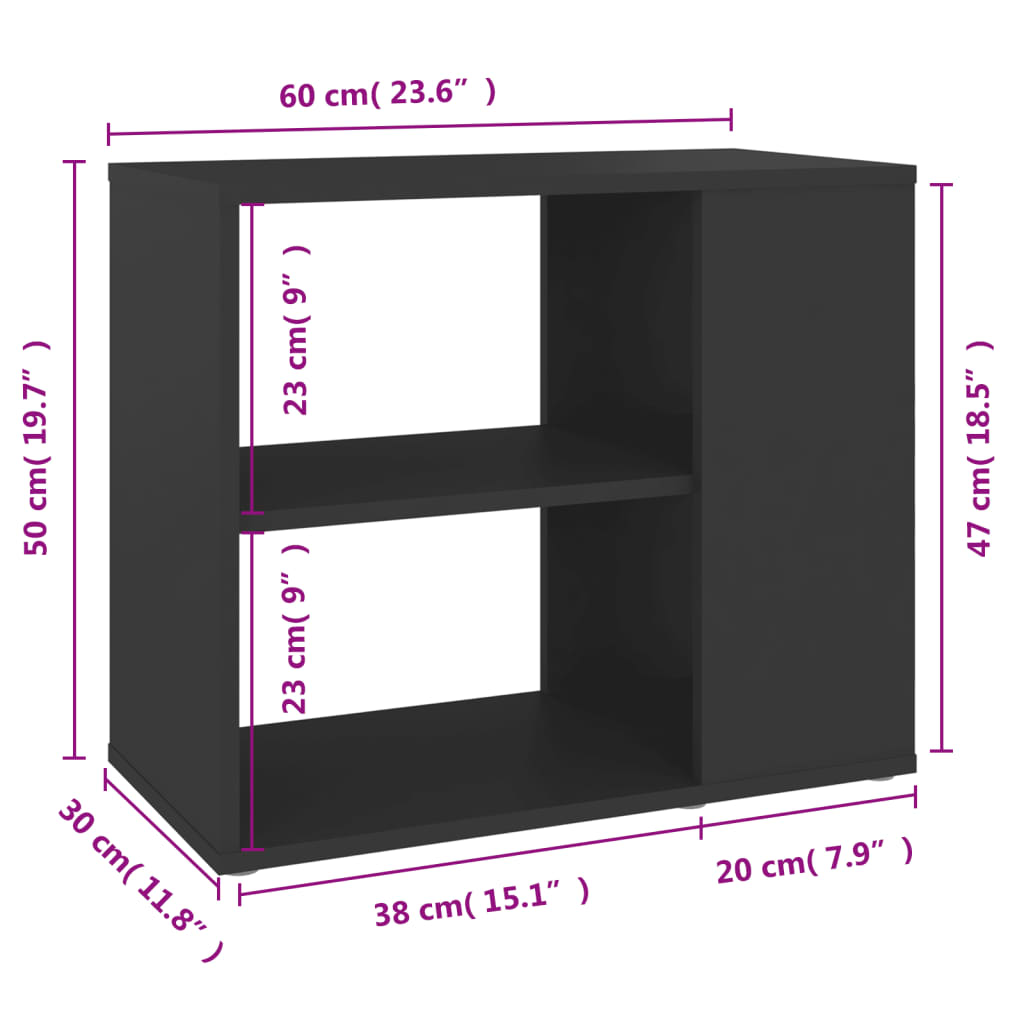 vidaXL Móvel lateral 60x30x50 cm contraplacado cinzento