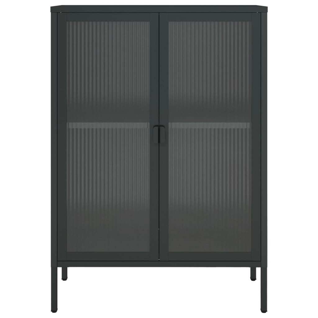 vidaXL Aparador 75x35x105 cm vidro e aço preto