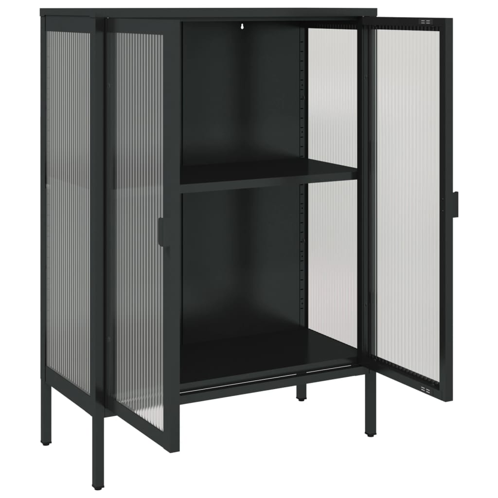 vidaXL Aparador 75x35x105 cm vidro e aço preto