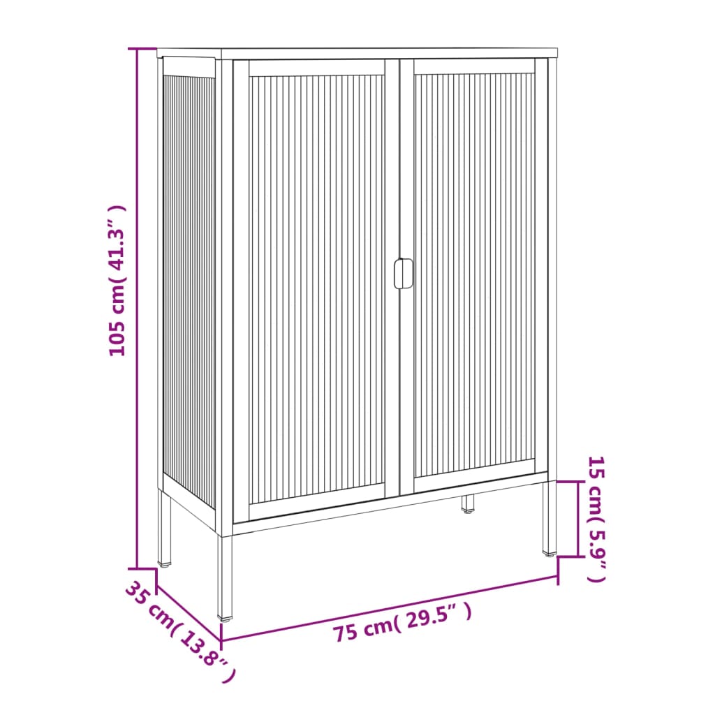 vidaXL Aparador 75x35x105 cm vidro e aço preto