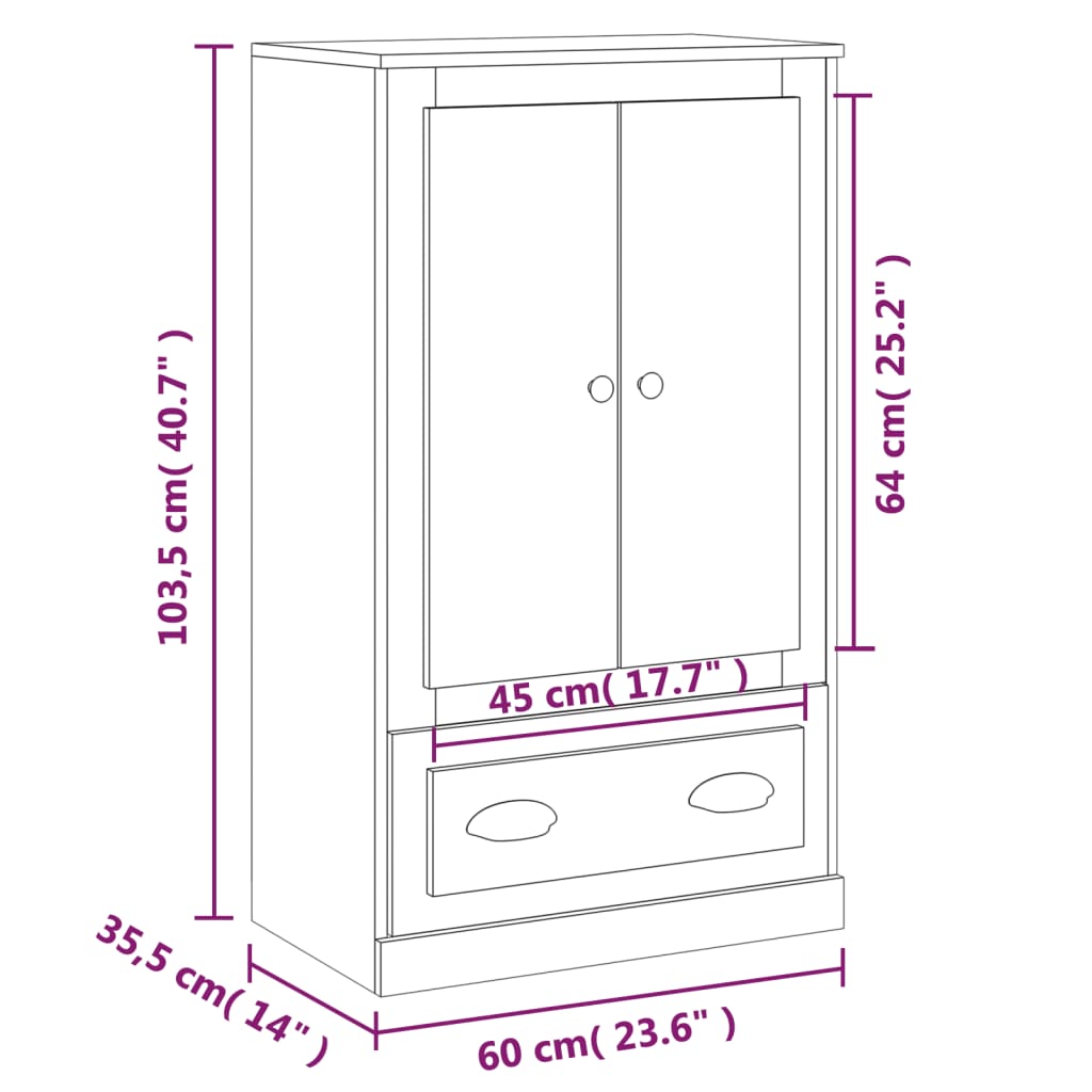 vidaXL Armário alto derivados de madeira 60x35,5x103,5 cm sonoma