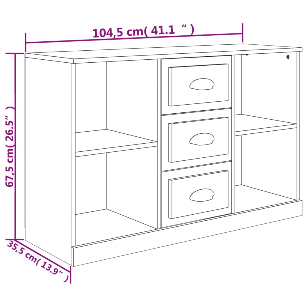 vidaXL Aparador 104,5x35,5x67,5cm derivados de madeira cinzento sonoma