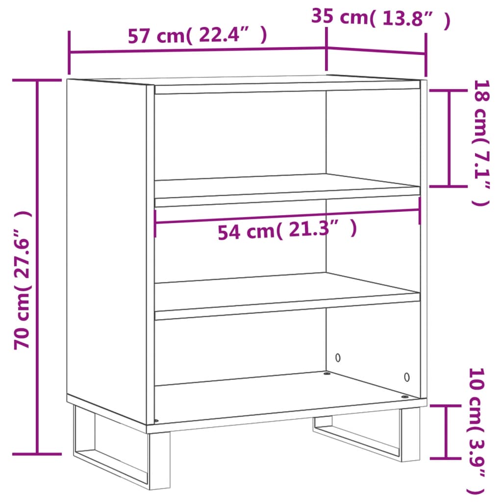 vidaXL Aparador 57x35x70 cm derivados de madeira sonoma cinza