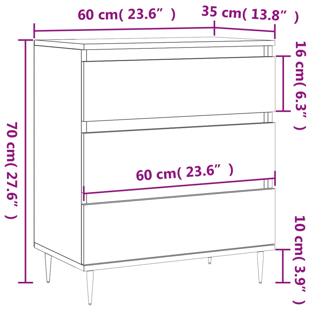 vidaXL Aparador 60x35x70 cm derivados de madeira cinzento sonoma