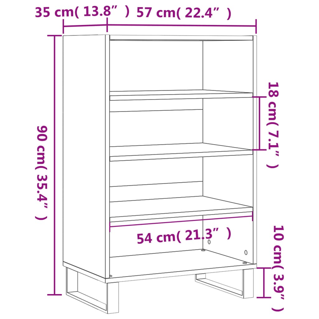 vidaXL Armário alto 57x35x90 cm derivados de madeira cinzento cimento