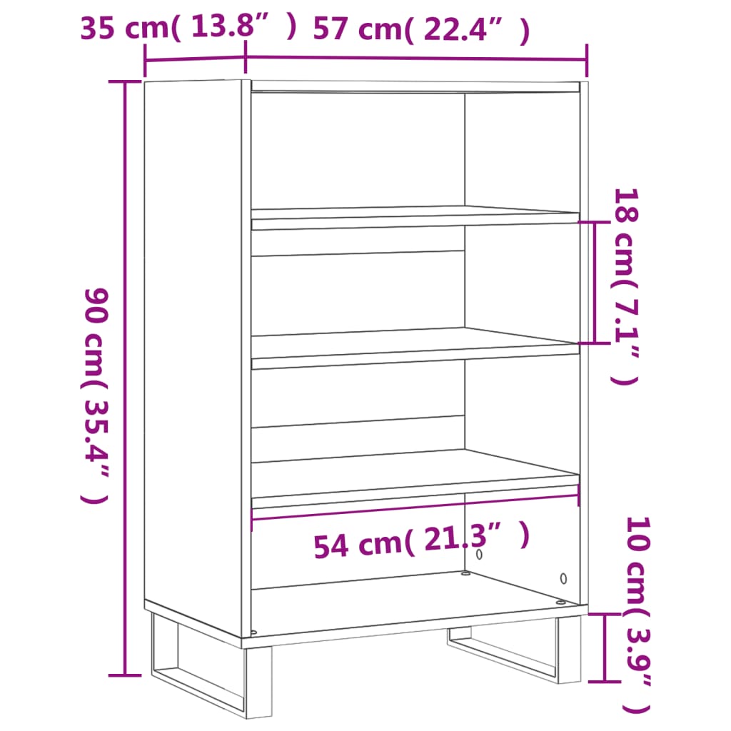 vidaXL Armário alto 57x35x90 cm derivados de madeira cinzento sonoma