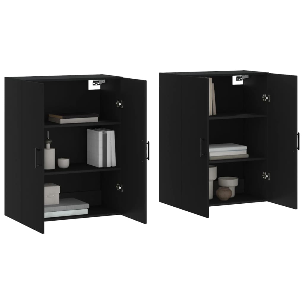 vidaXL Armários de parede 2 pcs 69,5x34x90 cm preto