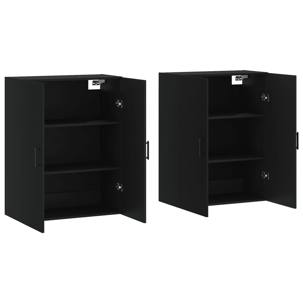 vidaXL Armários de parede 2 pcs 69,5x34x90 cm preto