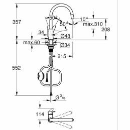 Grohe|Torneira Monocomando Grohe Latão Forma de C