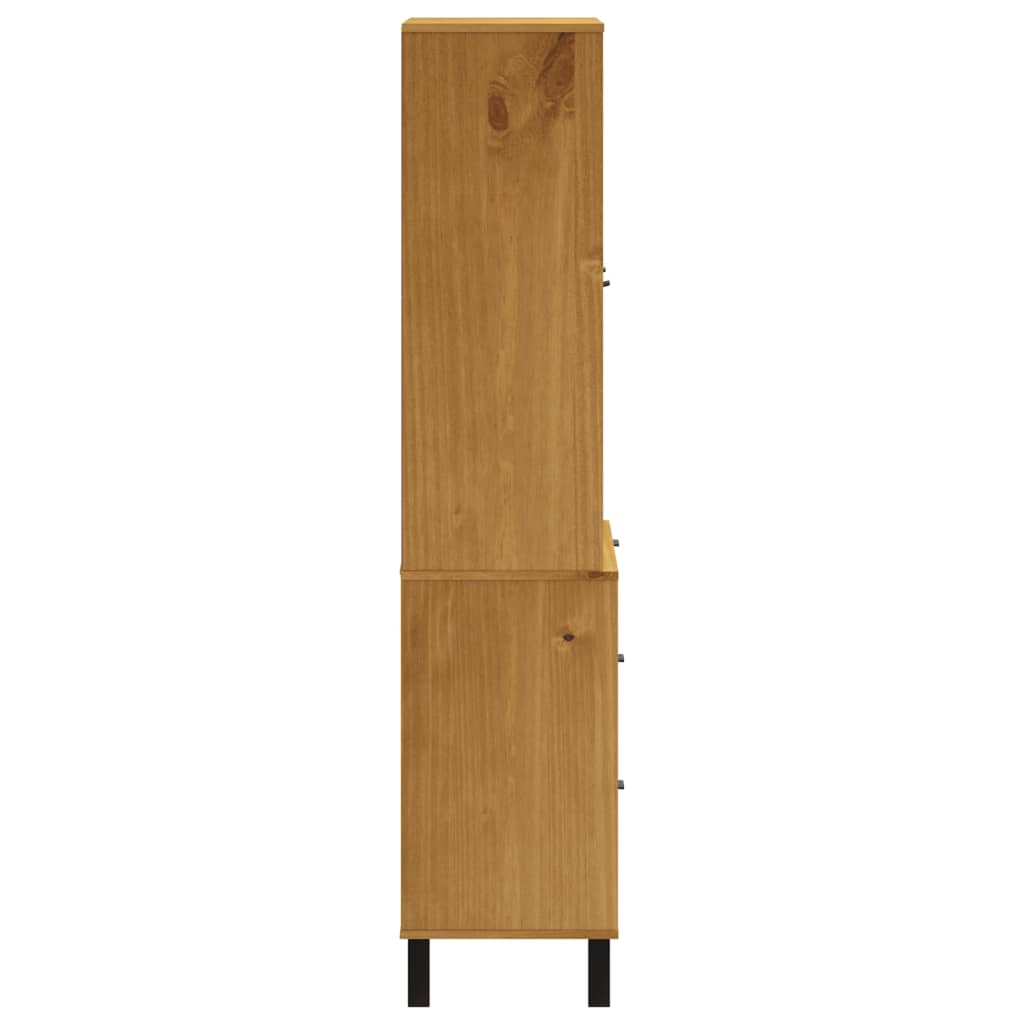 vidaXL Armário alto c/ portas de vidro FLAM 80x40x180 cm pinho maciço